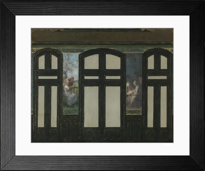Framed Print : Esquisse pour la mairie du 15e arrondissement : Les fiançailles - La veillée, 1884. Creators: Jacques Ferdinand Humbert, Pierre Lagarde Framed Print : Esquisse pour la mairie du 15e arrondissement : Les fiançailles - La veillée, 1884. Creators: Jacques Ferdinand Humbert, Pierre Lagarde