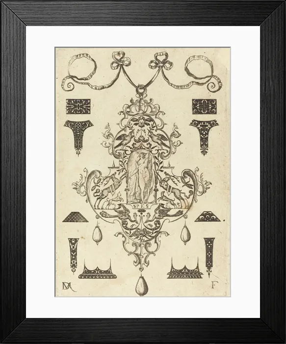 Framed Print : Large Pendant, Hope Standing at Centre, 1593. Creator: Daniel Mignot