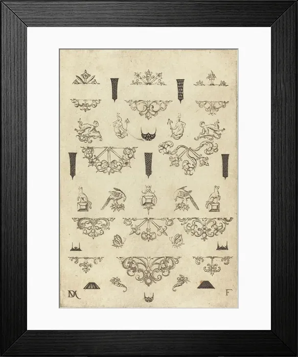 Framed Print : Eleven Different Studs and Twenty-Three Ornaments, 1593. Creator: Daniel Mignot Framed Print : Eleven Different Studs and Twenty-Three Ornaments, 1593. Creator: Daniel Mignot