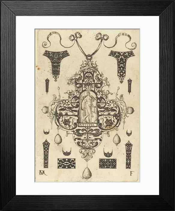 Framed Print : Large Pendant, Justice Standing at Centre, 1593. Creator: Daniel Mignot Framed Print : Large Pendant, Justice Standing at Centre, 1593. Creator: Daniel Mignot