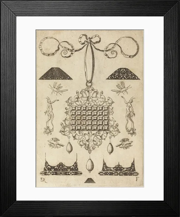 Framed Print : Large Pendant with Square with 35 Flat Stones, 1593. Creator: Daniel Mignot Framed Print : Large Pendant with Square with 35 Flat Stones, 1593. Creator: Daniel Mignot