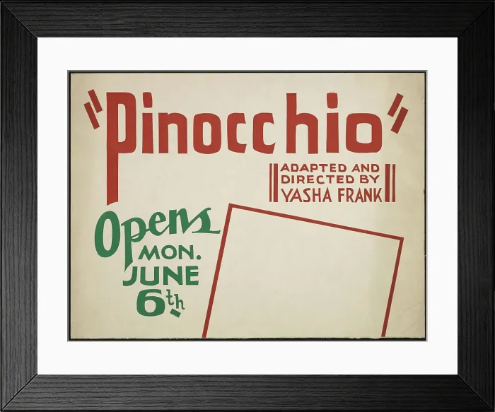Framed Print : Pinocchio, [193-]. Creator: Unknown