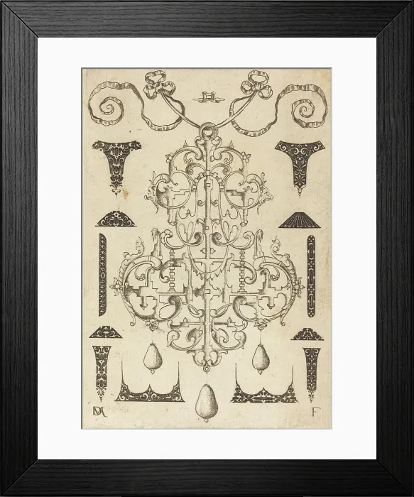 Framed Print : Large Pendant, Surrounded by Twelve Small Studs, 1593. Creator: Daniel Mignot Framed Print : Large Pendant, Surrounded by Twelve Small Studs, 1593. Creator: Daniel Mignot