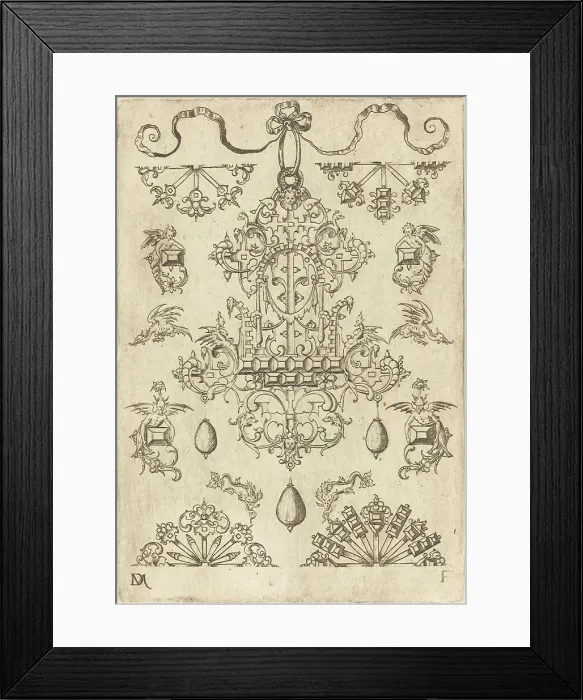 Framed Print : Large Pendant Surrounded by Ten Different Studs. Creator: Daniel Mignot Framed Print : Large Pendant Surrounded by Ten Different Studs. Creator: Daniel Mignot