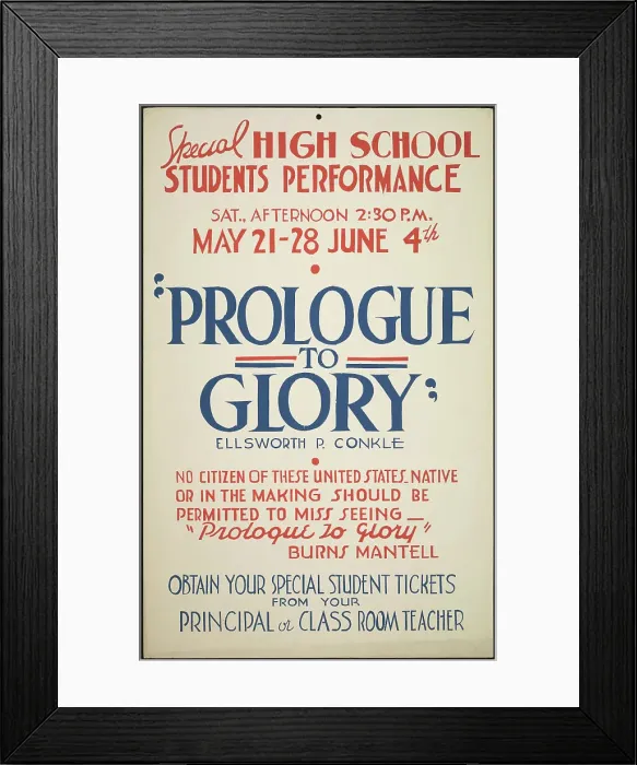 Framed Print : Prologue to Glory, [193-]. Creator: Unknown