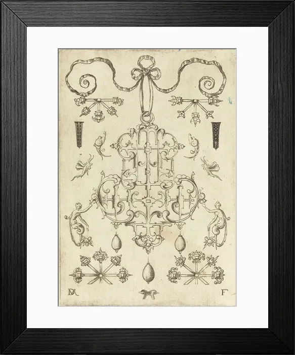 Framed Print : Large Pendant with Three Drops Below, 1593. Creator: Daniel Mignot Framed Print : Large Pendant with Three Drops Below, 1593. Creator: Daniel Mignot