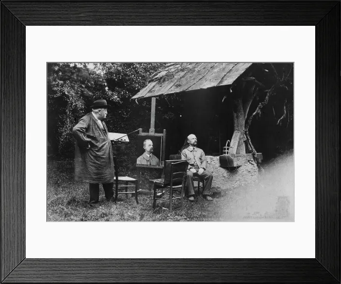 Framed Print : Antoine Lumière painting portrait of posing man, 1905. Creator: Frances Benjamin Johnston Framed Print : Antoine Lumière painting portrait of posing man, 1905. Creator: Frances Benjamin Johnston