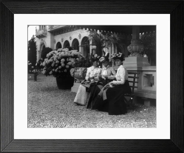 Framed Print : Pan-American Exposition, Buffalo, N.Y. 1901: 3 women seated on bench, 1901. Creator: Frances Benjamin Johnston Framed Print : Pan-American Exposition, Buffalo, N.Y. 1901: 3 women seated on bench, 1901. Creator: Frances Benjamin Johnston