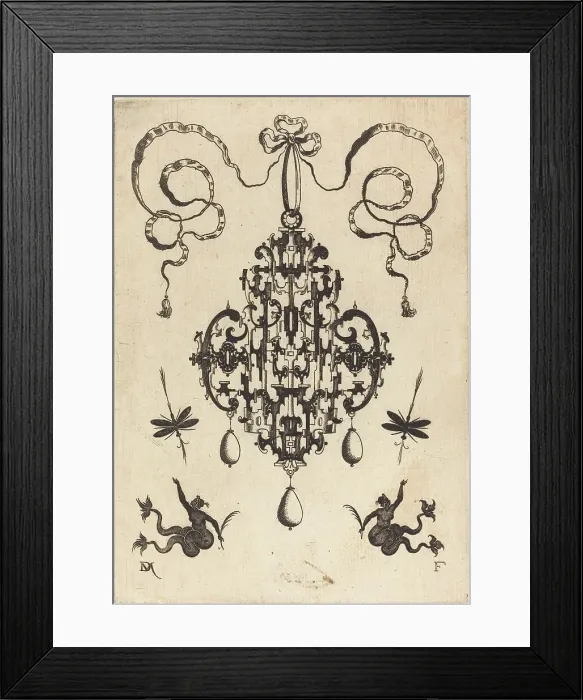 Framed Print : Large Pendant, Lower Left and Right Two Creatures of the Sea, 1596. Creator: Daniel Mignot Framed Print : Large Pendant, Lower Left and Right Two Creatures of the Sea, 1596. Creator: Daniel Mignot