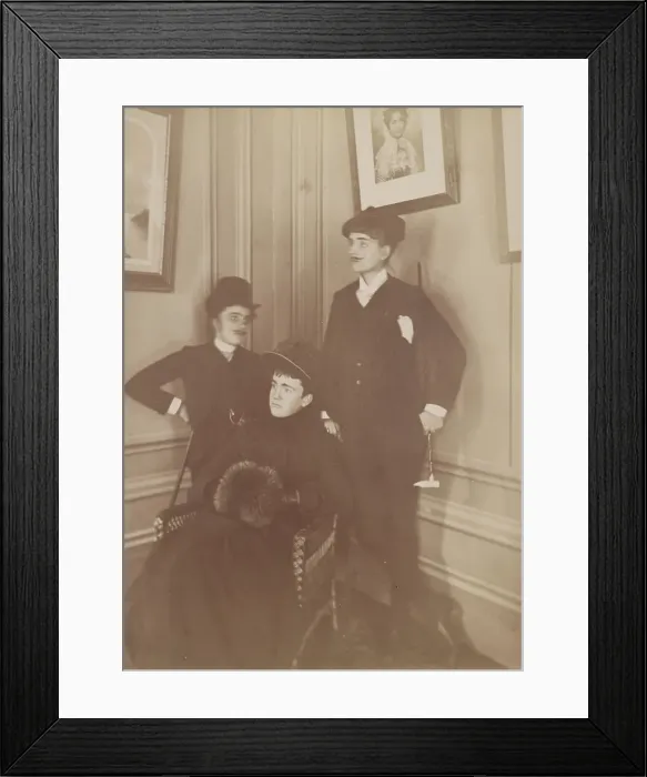 Framed Print : Frances Benjamin Johnston, full lgth. standing, in costume, wearing mustache... c1890 - 1900. Creator: Frances Benjamin Johnston Framed Print : Frances Benjamin Johnston, full lgth. standing, in costume, wearing mustache... c1890 - 1900. Creator: Frances Benjamin Johnston
