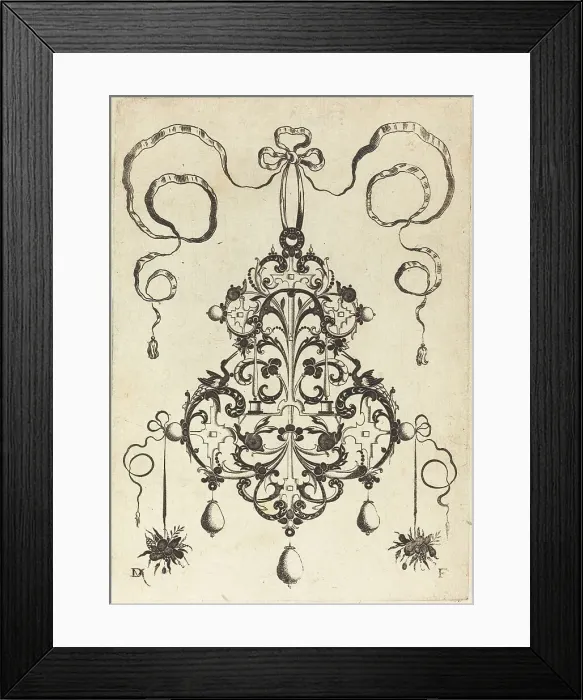 Framed Print : Large Pendant, Lower Left and Right Two Bunches of Grass and Fruit, 1596. Creator: Daniel Mignot Framed Print : Large Pendant, Lower Left and Right Two Bunches of Grass and Fruit, 1596. Creator: Daniel Mignot