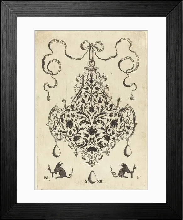 Framed Print : Large Pendant, Ornamental Foliage Design, 1596. Creator: Daniel Mignot Framed Print : Large Pendant, Ornamental Foliage Design, 1596. Creator: Daniel Mignot
