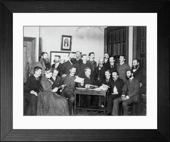 Framed Print : Frances Benjamin Johnston and Washington Camera Club looking at pictures, c1890. Creator: Frances Benjamin Johnston