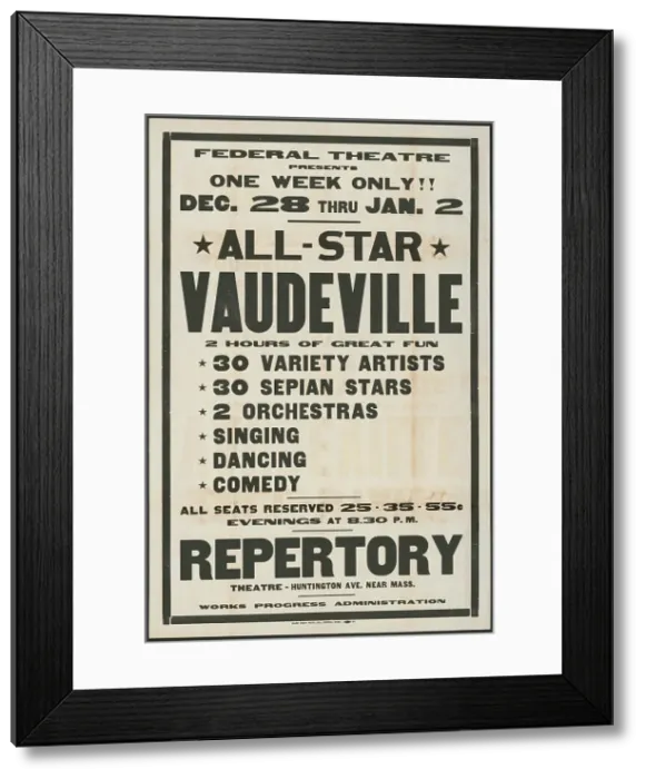 Framed Print : All-Star Vaudeville, Boston, Mass. [193-]. Creator: Unknown