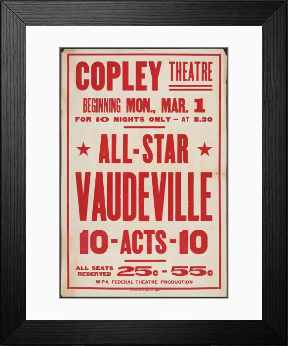 Framed Print : All-Star Vaudeville, Boston, [193-]. Creator: Unknown