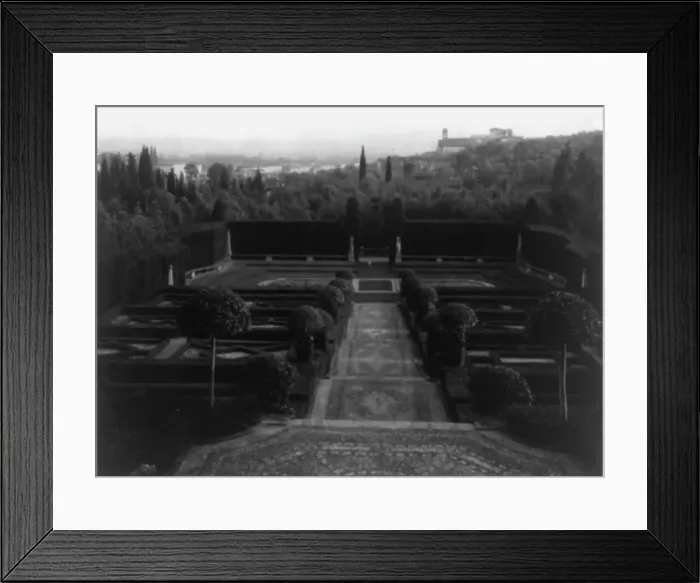Framed Print : Villa I Tatti, estate of art historian Bernard Berenson, Ponte a Mensola, Italy: Garden, 1925. Creator: Frances Benjamin Johnston Framed Print : Villa I Tatti, estate of art historian Bernard Berenson, Ponte a Mensola, Italy: Garden, 1925. Creator: Frances Benjamin Johnston