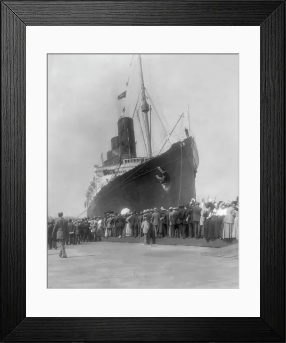Framed Print : LUSITANIA arriving in N.Y. for first time, Sept. 13, 1907: bow & portside view at dock... 1907. Creator: Frances Benjamin Johnston. LUSITANIA arriving in N.Y. for first time, Sept. 13, 1907: bow & portside view at dock... 1907 Framed Print : LUSITANIA arriving in N.Y. for first time, Sept. 13, 1907: bow & portside view at dock... 1907. Creator: Frances Benjamin Johnston. LUSITANIA arriving in N.Y. for first time, Sept. 13, 1907: bow & portside view at dock... 1907