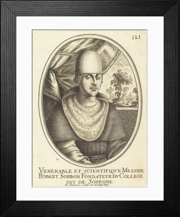 Framed Print : Robert de Sorbon. Creator: Balthasar Moncornet Framed Print : Robert de Sorbon. Creator: Balthasar Moncornet