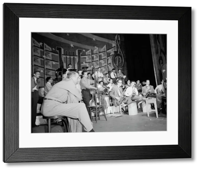 Framed Print : Portrait of Stan Kenton, Eddie Safranski, Bob Cooper, Art Pepper, Ray Wetzel...Richmond, Va.(?), 1947 Creator: William Paul Gottlieb Framed Print : Portrait of Stan Kenton, Eddie Safranski, Bob Cooper, Art Pepper, Ray Wetzel...Richmond, Va.(?), 1947 Creator: William Paul Gottlieb