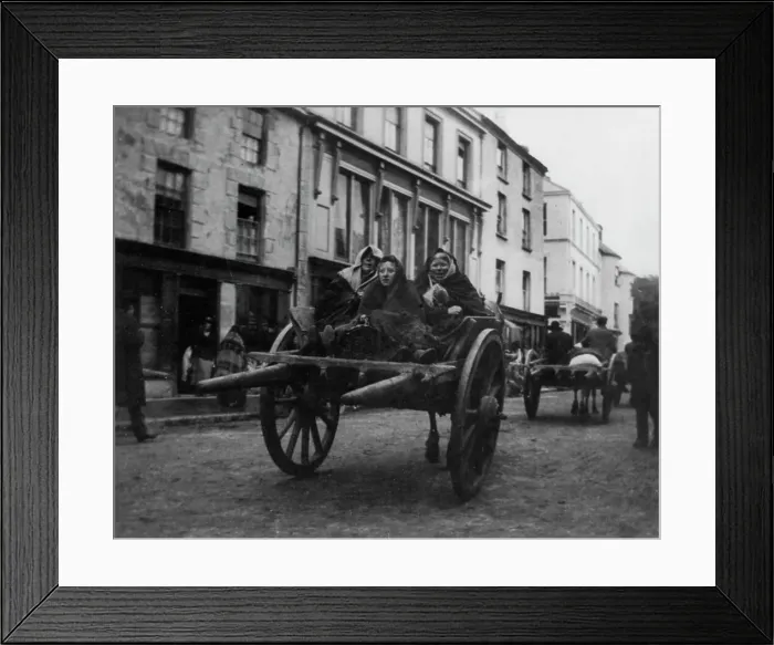 Framed Print : Killarney - 3 Irish women going to a funeral in a horse-drawn cart, (1899?). Creator: Frances Benjamin Johnston Framed Print : Killarney - 3 Irish women going to a funeral in a horse-drawn cart, (1899?). Creator: Frances Benjamin Johnston