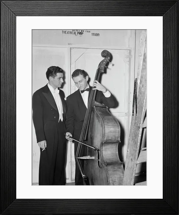 Framed Print : Portrait of Jack Lesberg and Leonard Bernstein, New York, N.Y. ca. Dec. 1946. Creator: William Paul Gottlieb Framed Print : Portrait of Jack Lesberg and Leonard Bernstein, New York, N.Y. ca. Dec. 1946. Creator: William Paul Gottlieb