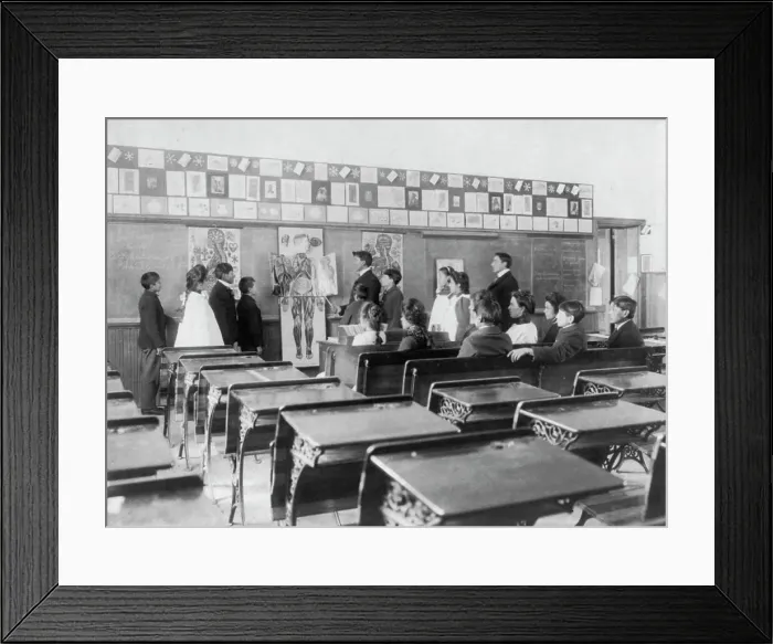 Framed Print : United States Indian School, Carlisle, Pa.: Class studying anatomy, 1901. Creator: Frances Benjamin Johnston Framed Print : United States Indian School, Carlisle, Pa.: Class studying anatomy, 1901. Creator: Frances Benjamin Johnston