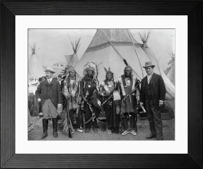 Framed Print : William Jennings Bryan with Sioux chiefs at Pan-American Exposition, Buffalo, 1901, c1864 - c1947. Creator: Frances Benjamin Johnston Framed Print : William Jennings Bryan with Sioux chiefs at Pan-American Exposition, Buffalo, 1901, c1864 - c1947. Creator: Frances Benjamin Johnston