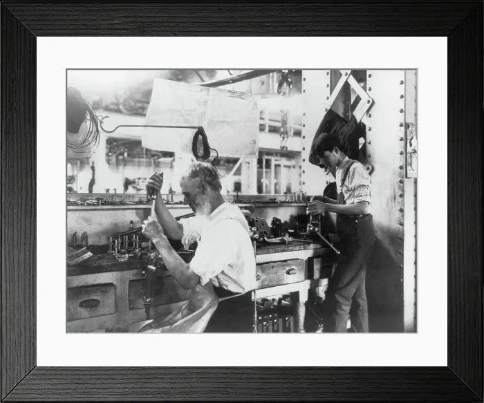 Framed Print : U.S. Naval Gun Factory. Wash. D.C. 2 men working at bench, 1903. Creator: Frances Benjamin Johnston Framed Print : U.S. Naval Gun Factory. Wash. D.C. 2 men working at bench, 1903. Creator: Frances Benjamin Johnston