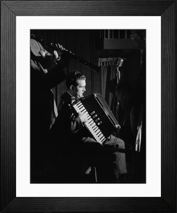 Framed Print : Portrait of Joe Mooney and Andy Fitzgerald, Eddie Condon's, New York, N.Y. ca. June 1947. Creator: William Paul Gottlieb Framed Print : Portrait of Joe Mooney and Andy Fitzgerald, Eddie Condon's, New York, N.Y. ca. June 1947. Creator: William Paul Gottlieb