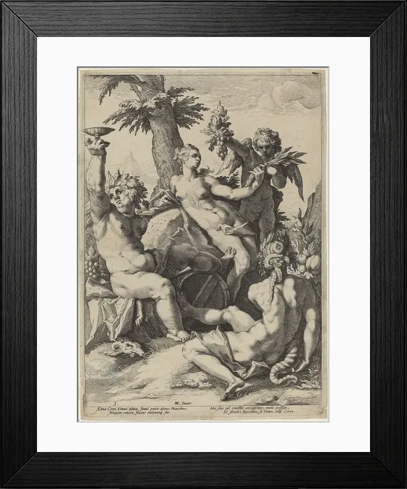 Framed Print : Alliance of Venus with Bacchus and Ceres, 1588. Creator: Jacob Matham Framed Print : Alliance of Venus with Bacchus and Ceres, 1588. Creator: Jacob Matham