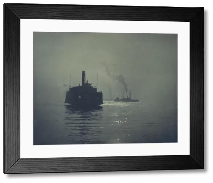 Framed Print : A ferry crossing a smooth body of water with other ships in the background, c1900. Creator: Frances Benjamin Johnston Framed Print : A ferry crossing a smooth body of water with other ships in the background, c1900. Creator: Frances Benjamin Johnston