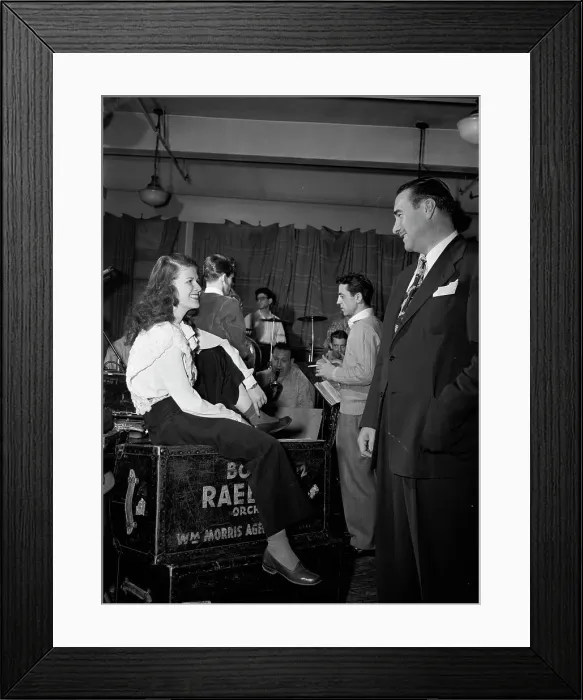 Framed Print : Portrait of Boyd Raeburn and Ginnie Powell, Nola's, New York, N.Y. ca. Feb. 1947. Creator: William Paul Gottlieb Framed Print : Portrait of Boyd Raeburn and Ginnie Powell, Nola's, New York, N.Y. ca. Feb. 1947. Creator: William Paul Gottlieb