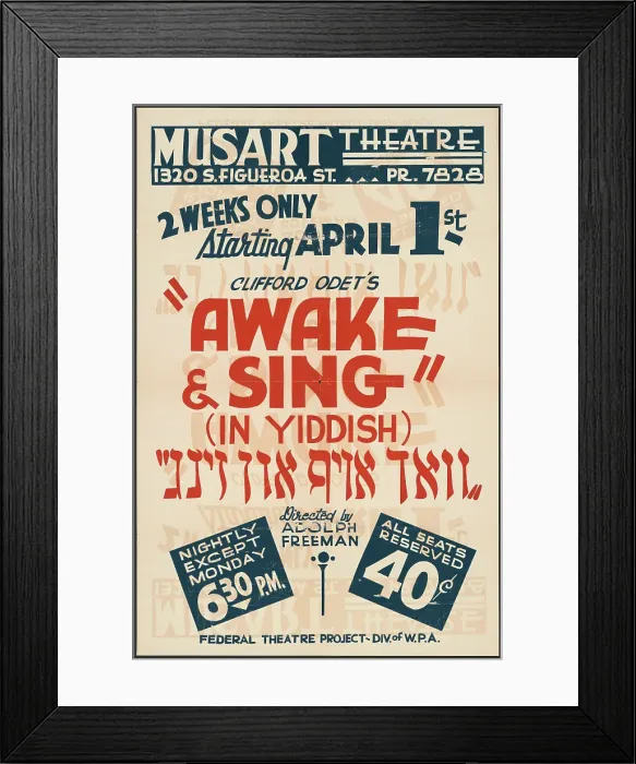 Framed Print : Awake and Sing, Los Angeles, 1937. Creator: Unknown Framed Print : Awake and Sing, Los Angeles, 1937. Creator: Unknown