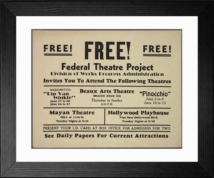 Framed Print : Theatre poster, Los Angeles, Los Angeles, [193-]. Creator: Unknown