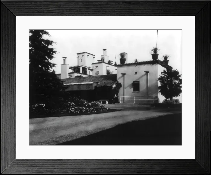 Framed Print : Exterior side, Mrs. Phoebe Apperson Hearst's home, Pleasanton, California, 1920s. Creator: Frances Benjamin Johnston Framed Print : Exterior side, Mrs. Phoebe Apperson Hearst's home, Pleasanton, California, 1920s. Creator: Frances Benjamin Johnston