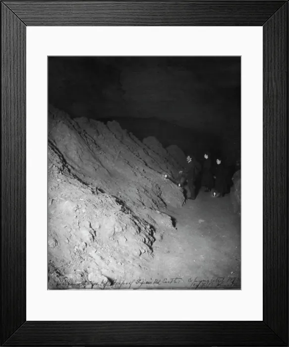 Framed Print : Heaps of earth - Mammoth Cave, Edmondson County, Kentucky, c1893. Creator: Frances Benjamin Johnston Framed Print : Heaps of earth - Mammoth Cave, Edmondson County, Kentucky, c1893. Creator: Frances Benjamin Johnston