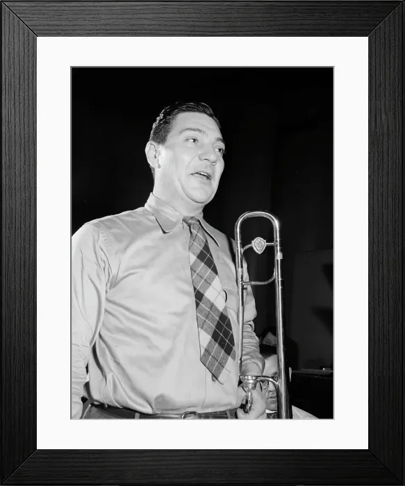 Framed Print : Portrait of Jack Teagarden, Victor studio(?), New York, N.Y. ca. Apr. 1947. Creator: William Paul Gottlieb Framed Print : Portrait of Jack Teagarden, Victor studio(?), New York, N.Y. ca. Apr. 1947. Creator: William Paul Gottlieb