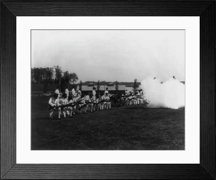Framed Print : U.S. Naval Academy, Annapolis: artillery drill, (1902?). Creator: Frances Benjamin Johnston Framed Print : U.S. Naval Academy, Annapolis: artillery drill, (1902?). Creator: Frances Benjamin Johnston