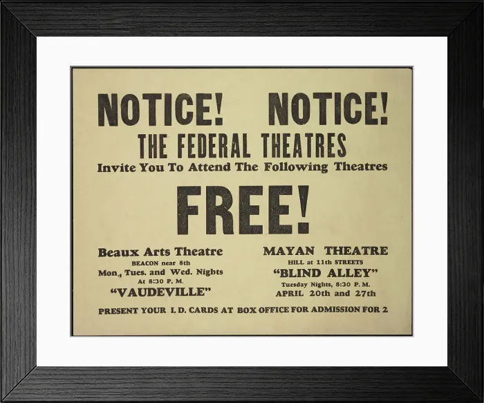 Framed Print : Theatre poster, Los Angeles, Los Angeles, [193-]. Creator: Unknown