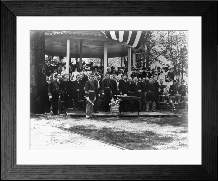 Framed Print : U.S. Naval Academy, Annapolis: Pres. Theodore Roosevelt at Commencement exercises, (1902?). Creator: Frances Benjamin Johnston Framed Print : U.S. Naval Academy, Annapolis: Pres. Theodore Roosevelt at Commencement exercises, (1902?). Creator: Frances Benjamin Johnston