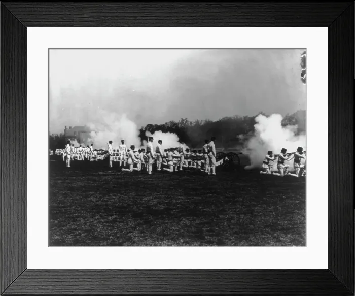 Framed Print : U.S. Naval Academy, Annapolis: artillery drill, (1902?). Creator: Frances Benjamin Johnston Framed Print : U.S. Naval Academy, Annapolis: artillery drill, (1902?). Creator: Frances Benjamin Johnston