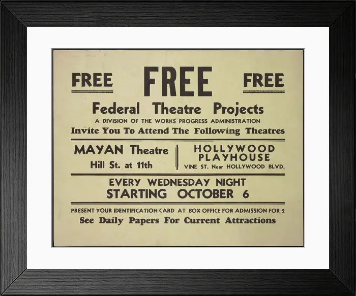 Framed Print : Theatre poster, Los Angeles, Los Angeles, [193-]. Creator: Unknown