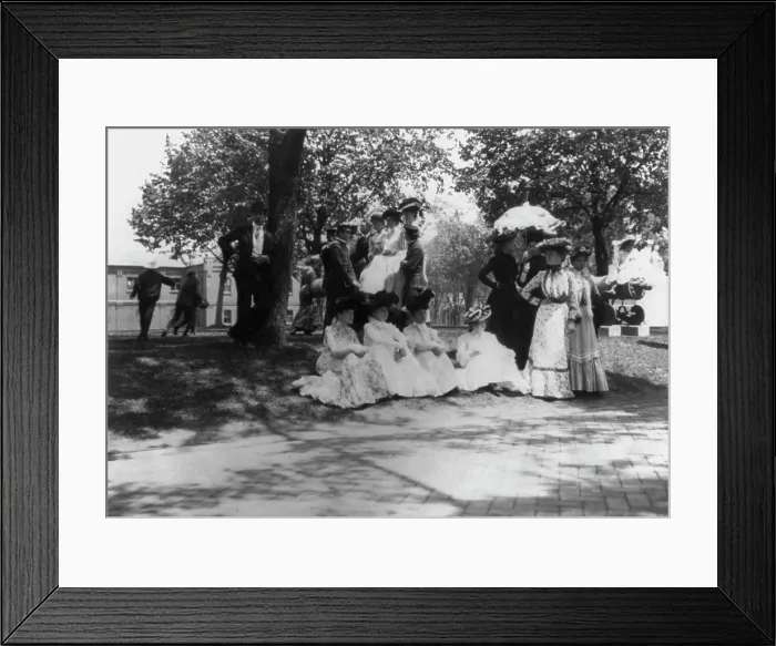 Framed Print : U.S. Naval Academy, Annapolis: cadets and women on lawn, (1902?). Creator: Frances Benjamin Johnston Framed Print : U.S. Naval Academy, Annapolis: cadets and women on lawn, (1902?). Creator: Frances Benjamin Johnston