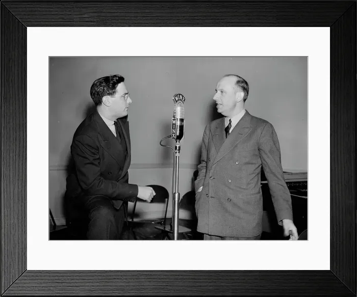 Framed Print : Portrait of Ted Weems and William P. Gottlieb, WINX, Washington, D.C. ca. 1940. Creator: Delia Potofsky Gottlieb Framed Print : Portrait of Ted Weems and William P. Gottlieb, WINX, Washington, D.C. ca. 1940. Creator: Delia Potofsky Gottlieb