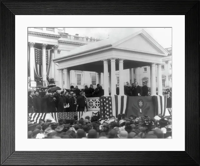 Framed Print : William McKinley taking Oath of Office, Washington D.C. c1901. Creator: Frances Benjamin Johnston Framed Print : William McKinley taking Oath of Office, Washington D.C. c1901. Creator: Frances Benjamin Johnston