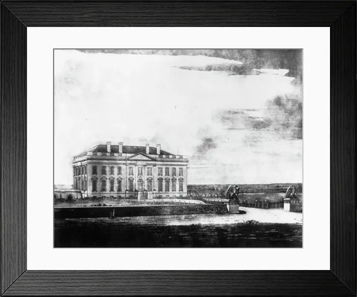 Framed Print : North view of the President's house in the city of Washington, c1810. Creator: Frances Benjamin Johnston Framed Print : North view of the President's house in the city of Washington, c1810. Creator: Frances Benjamin Johnston