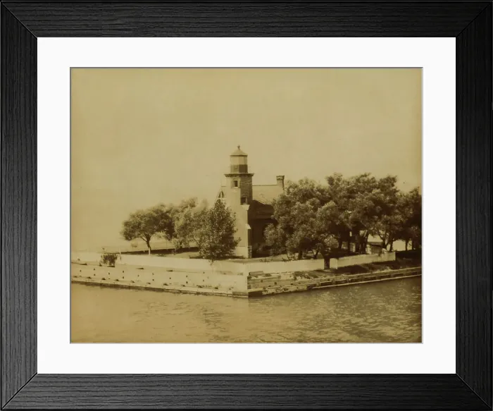 Framed Print : Lighthouse at end of ship canal, St. Clair Lake... near Bayfield, Wisconsin, 1903. Creator: Frances Benjamin Johnston Framed Print : Lighthouse at end of ship canal, St. Clair Lake... near Bayfield, Wisconsin, 1903. Creator: Frances Benjamin Johnston