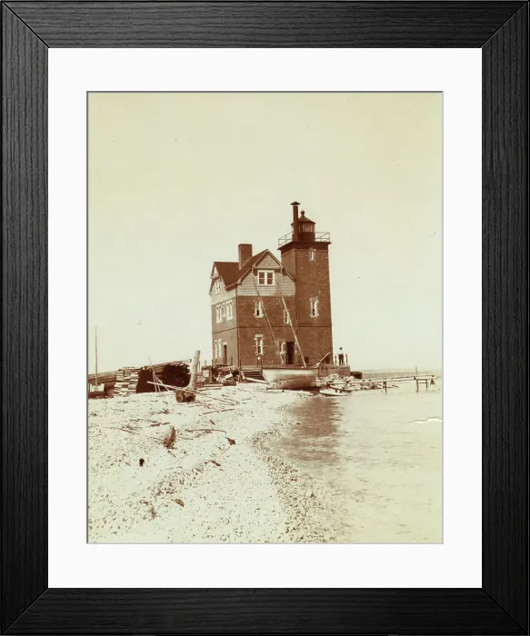 Framed Print : View of lighthouse from beach, Duluth, Minnesota, 1903. Creator: Frances Benjamin Johnston Framed Print : View of lighthouse from beach, Duluth, Minnesota, 1903. Creator: Frances Benjamin Johnston