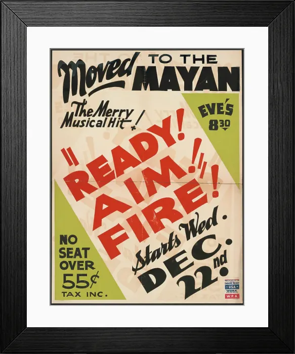 Framed Print : Ready! Aim! Fire!, Los Angeles, [193-]. Creator: Unknown
