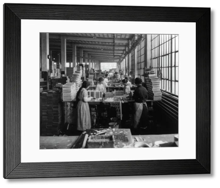 Framed Print : Wooden Box Industry: women in work room of box factory, c1910. Creator: Frances Benjamin Johnston Framed Print : Wooden Box Industry: women in work room of box factory, c1910. Creator: Frances Benjamin Johnston